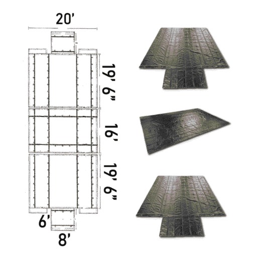 three-piece 6 foot drop lumber tarp diagram